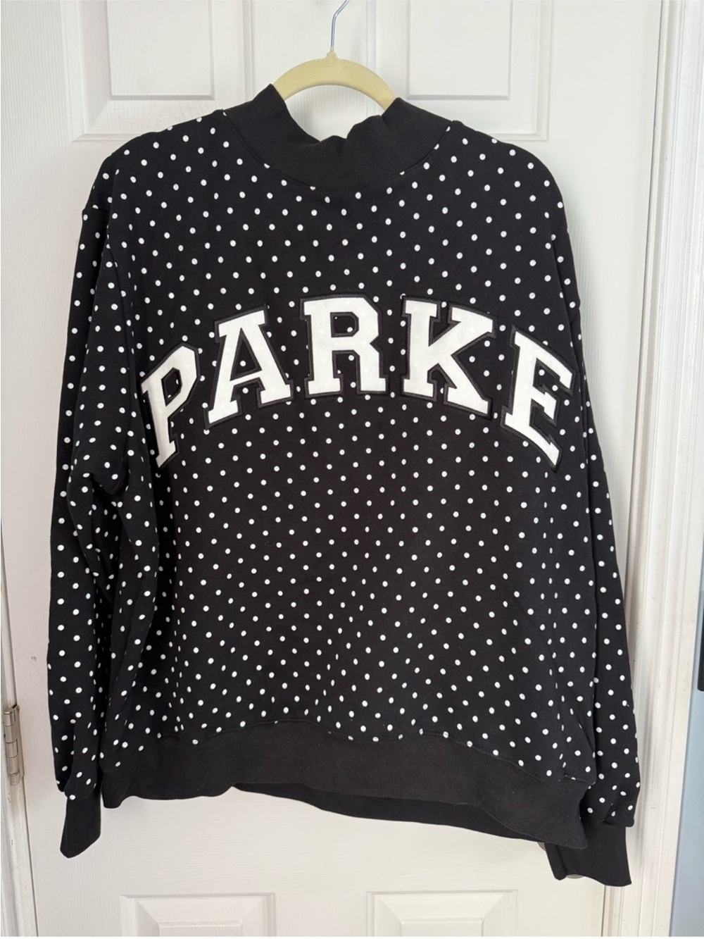 Parke nwt polka dot black mockneck pullover sweater l/xl